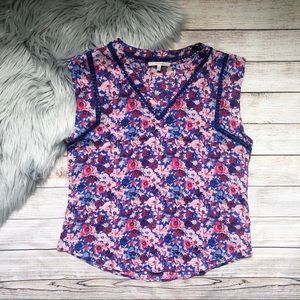 41 Hawthorn‎ Woman's Floral Blue Pink Blouse